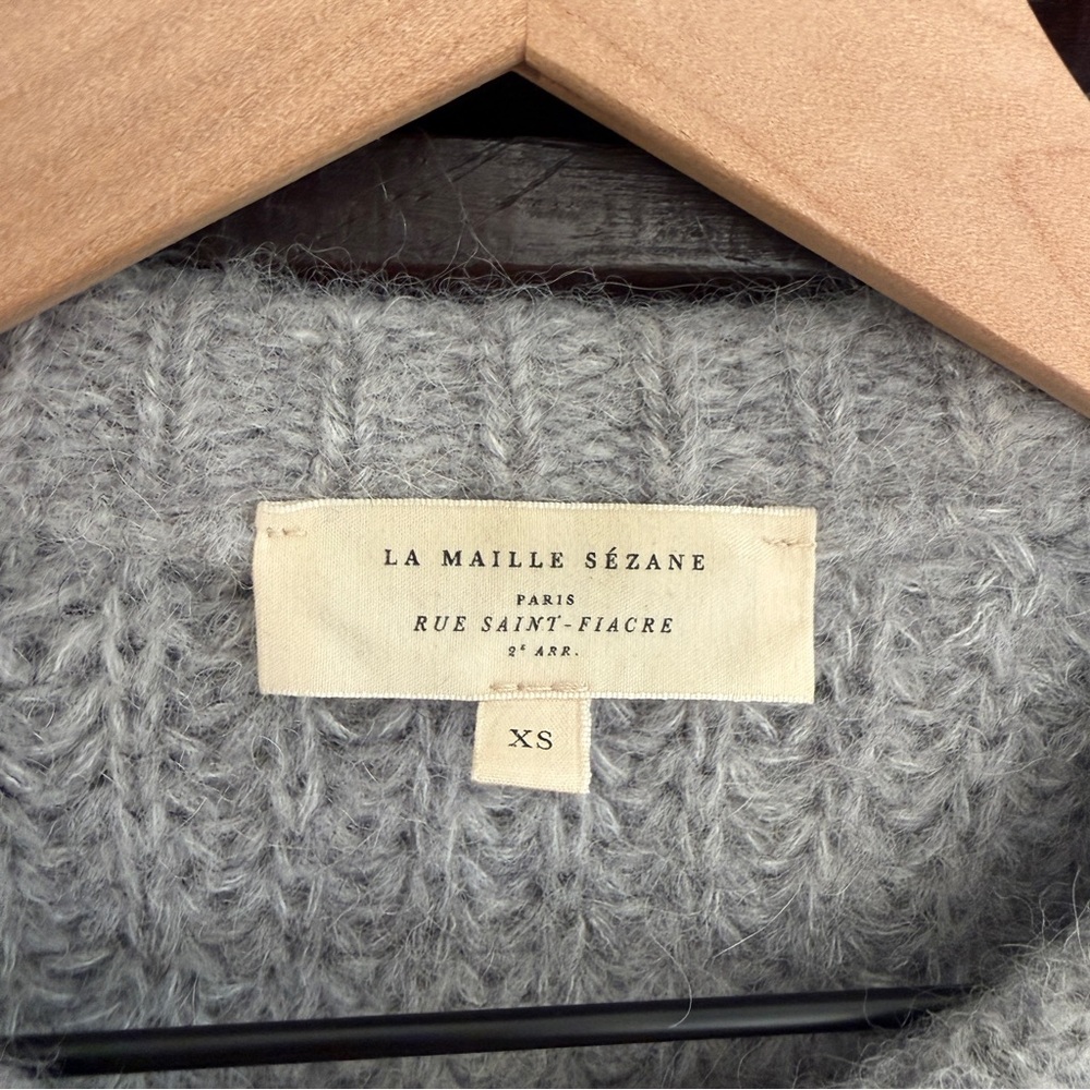 Sezane Soft Grey Button Cardigan sweater - Picture 3 of 3